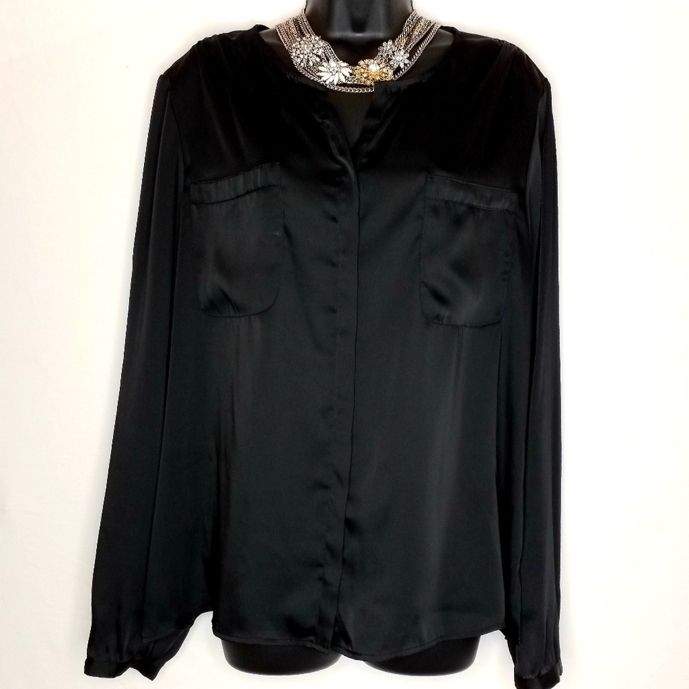 Liz Claiborne XL Black button up blouse